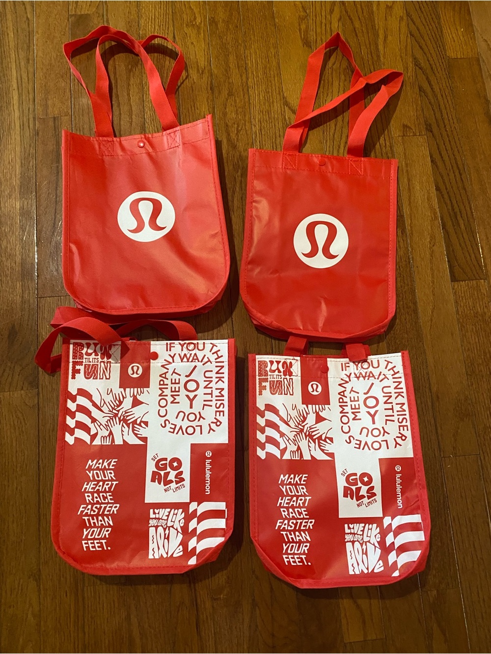 Lululemon Red Logo Tote Bags - Set of 4 small